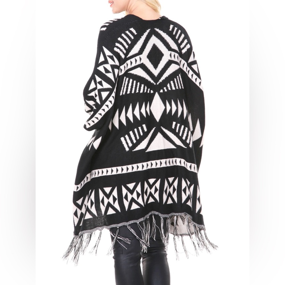 Aztec Fringe Sweater Cardigan by Cowgirl Legend. Size L